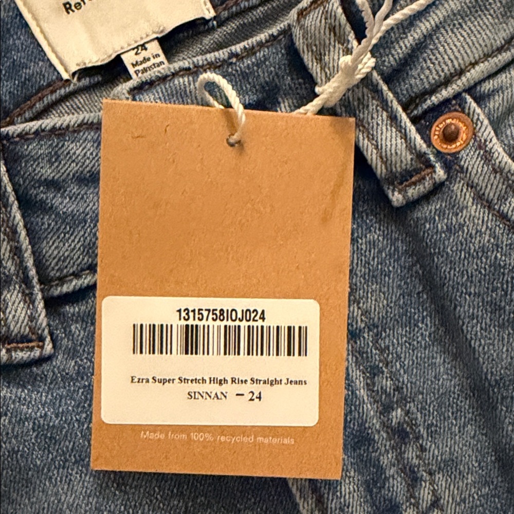 Reformation Ezra Super Stretch High Rise Straight Jean- Sinnan Color-Size 24 - Picture 4 of 5